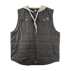 Wrangler Workwear Vest Size 2XL 50-52 Black Zipper With Hoodie Lined